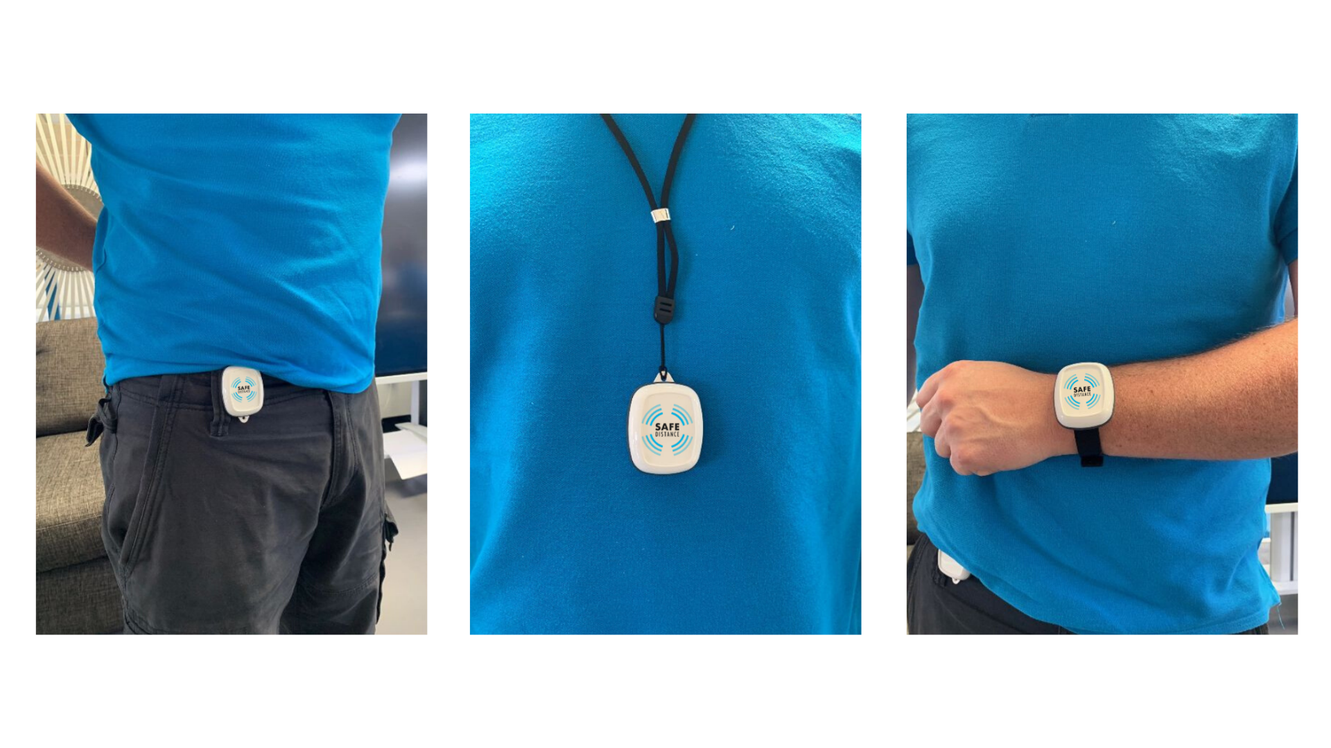 Safe Distance social distance monitor wearables - belt clip, lanyard and wristband